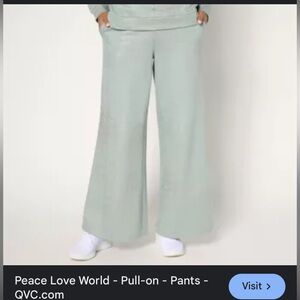 Peace Love World NWOT Green Silver Wide-Leg Pants Size Medium